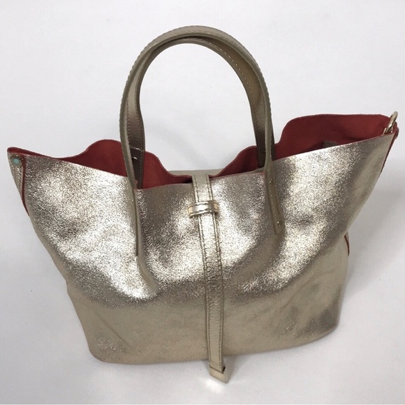 Tiffany & Co reversible gold suede leather tote bag